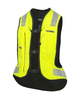 Front of the Helite e-Turtle electronic airbag vest in high-vis yellow