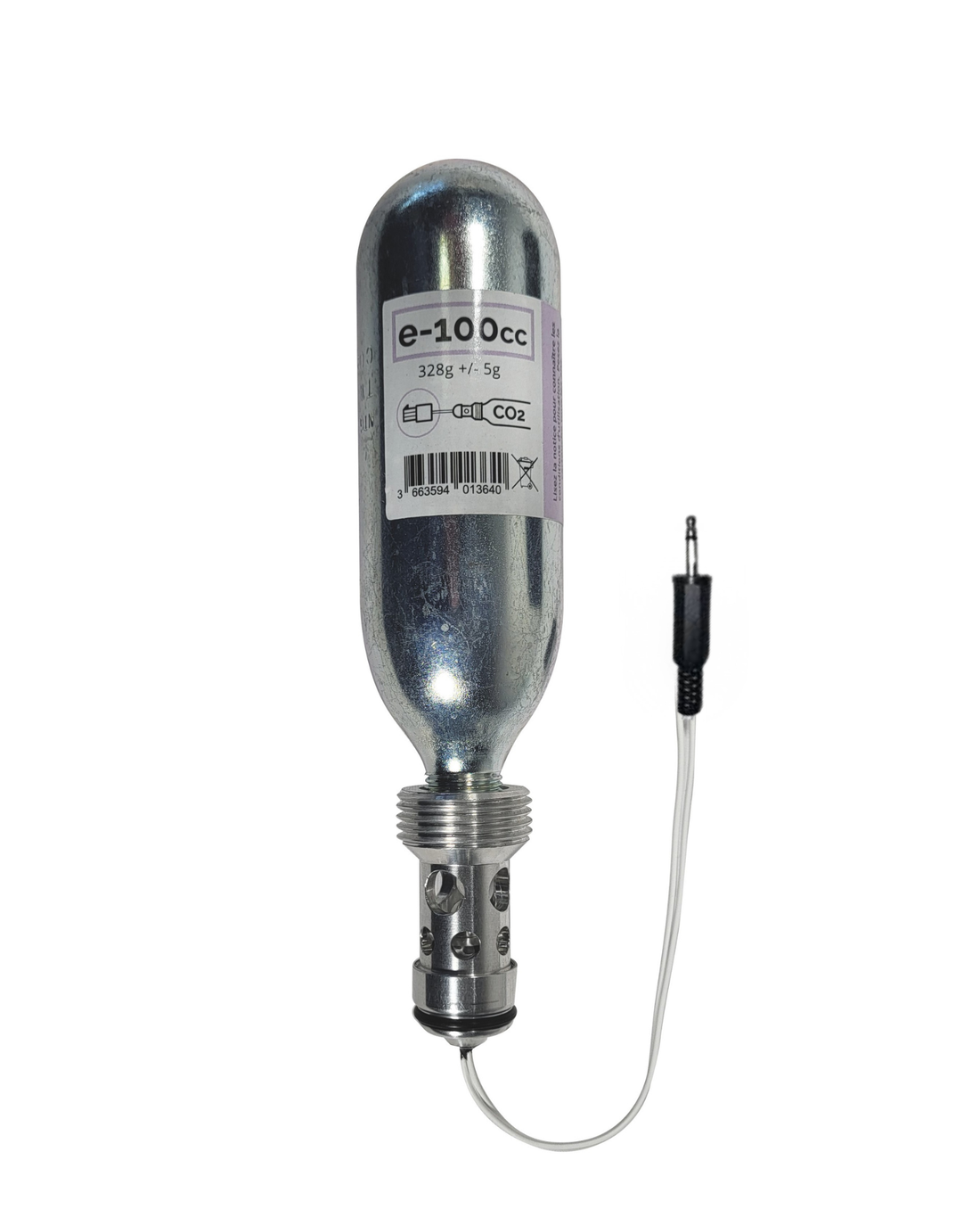 Helite e-100cc CO2 e-cartridge with the older V1 jack connector