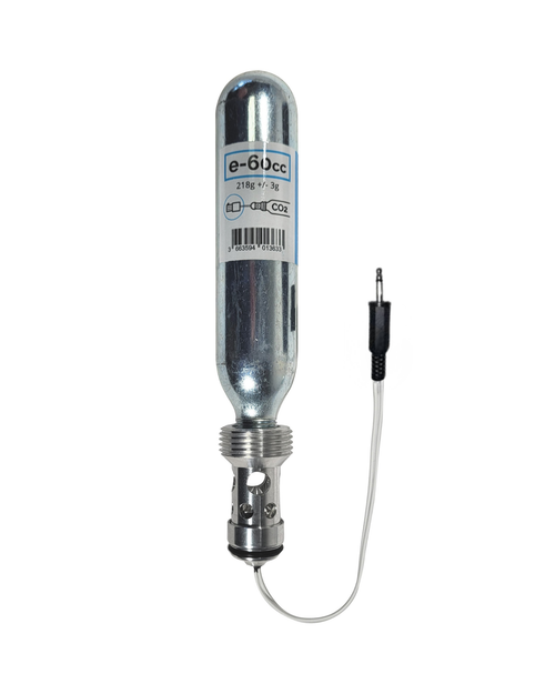 Helite e-60cc CO2 e-cartridge with the older V1 jack connector