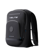 The Helite H-Moov airbag backpack in black, shown from the front with the Helite logo