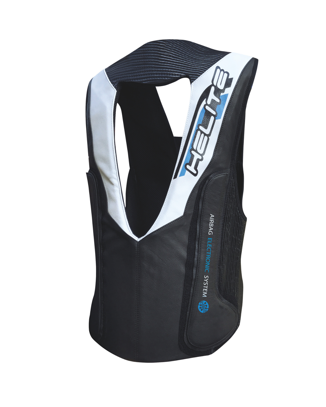 Back of the e-GP Air airbag vest, printed Airbag Electronic System