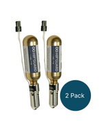 Two 27cc Hip'Guard CO2 cartridges with connector leads, sold as a 2-pack
