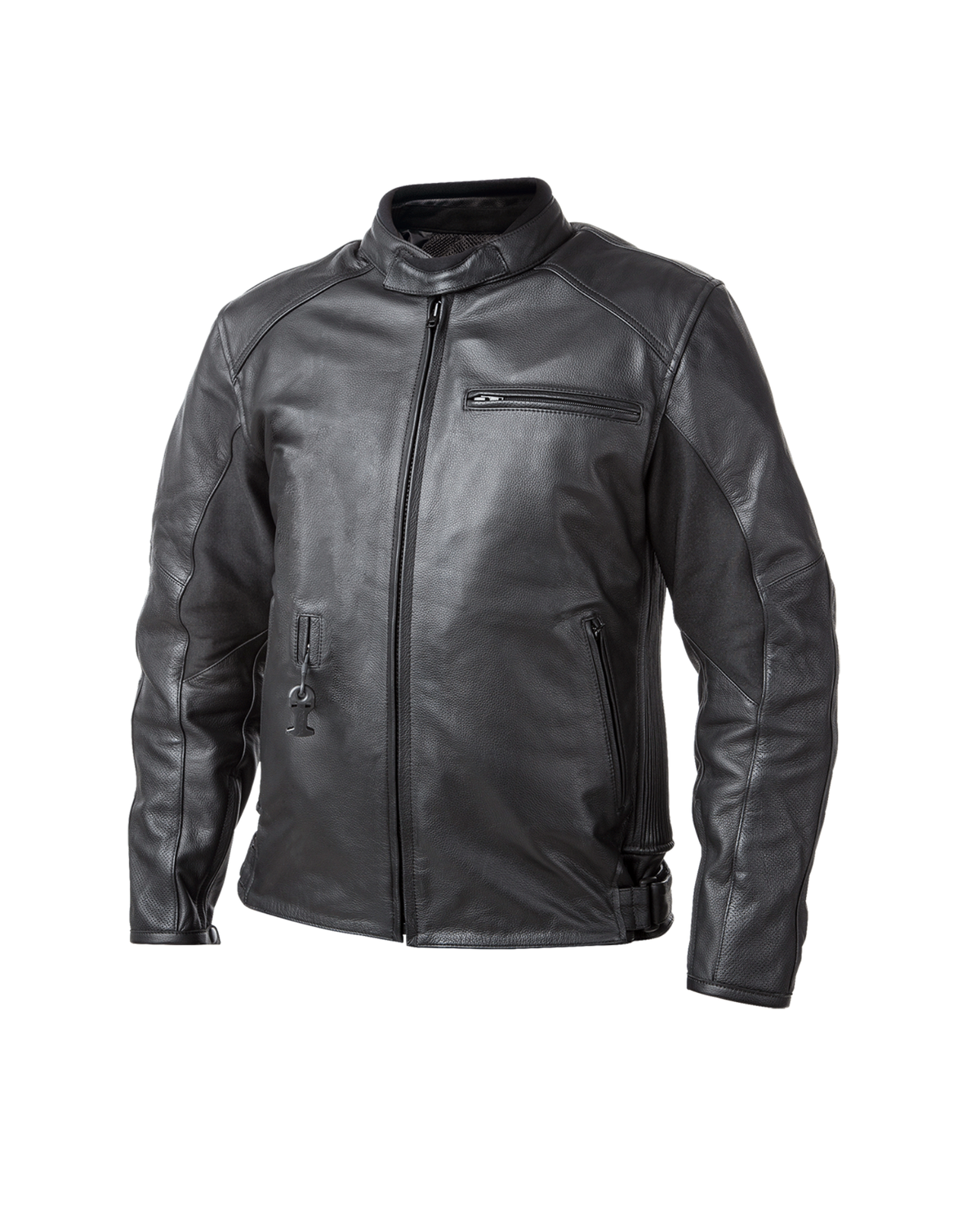 Front of the Helite Roadster leather airbag jacket in black