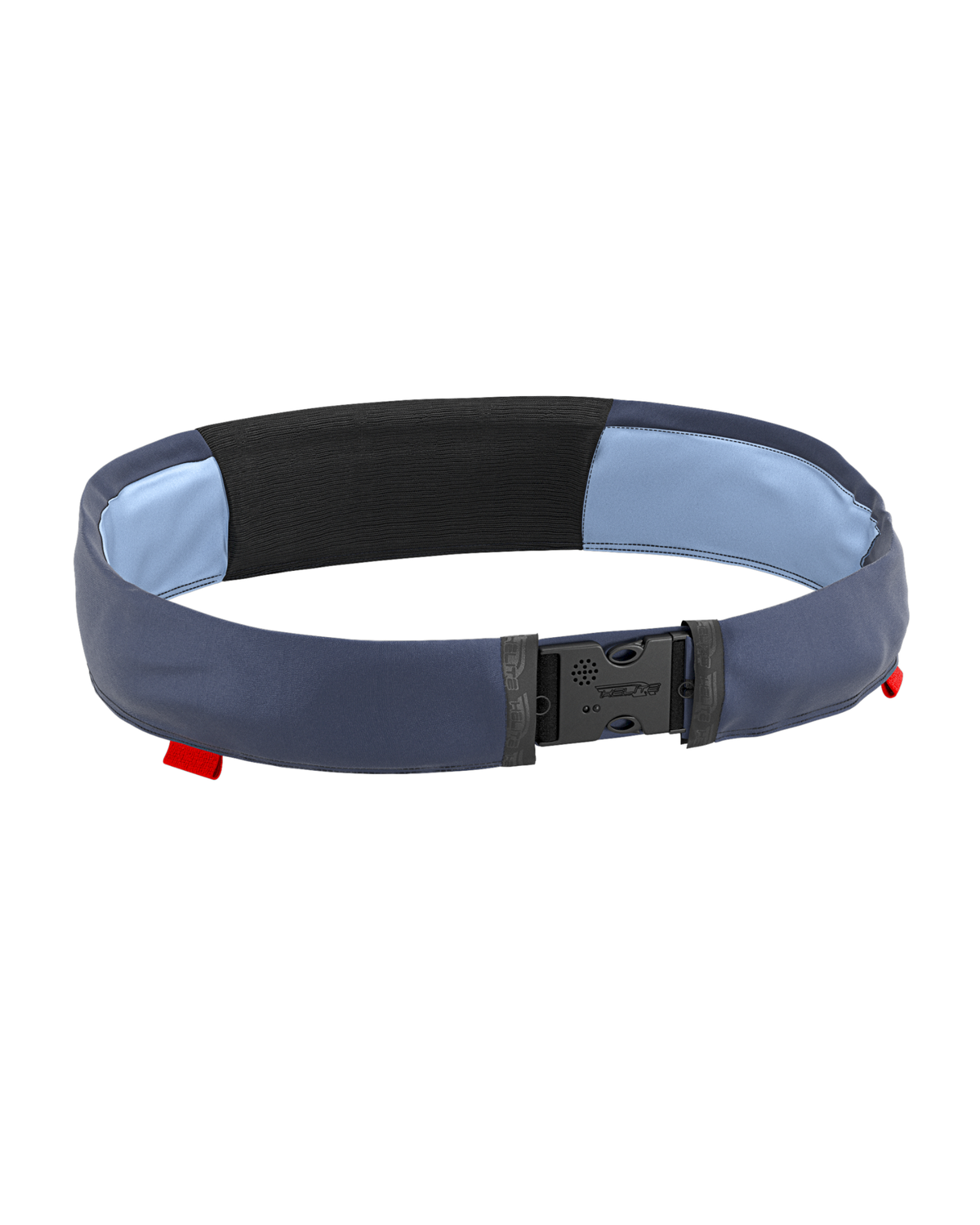 The Helite Hip'Guard airbag belt, worn at the waist with the buckle at the front