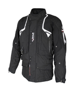 Front of the Helite Touring airbag jacket in black with reflective panels